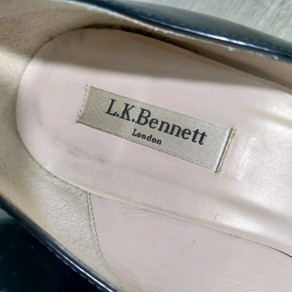 L.K.Bennett Black Wedges Size 40 US 10 Animal Print Wedge - Picture 5 of 9